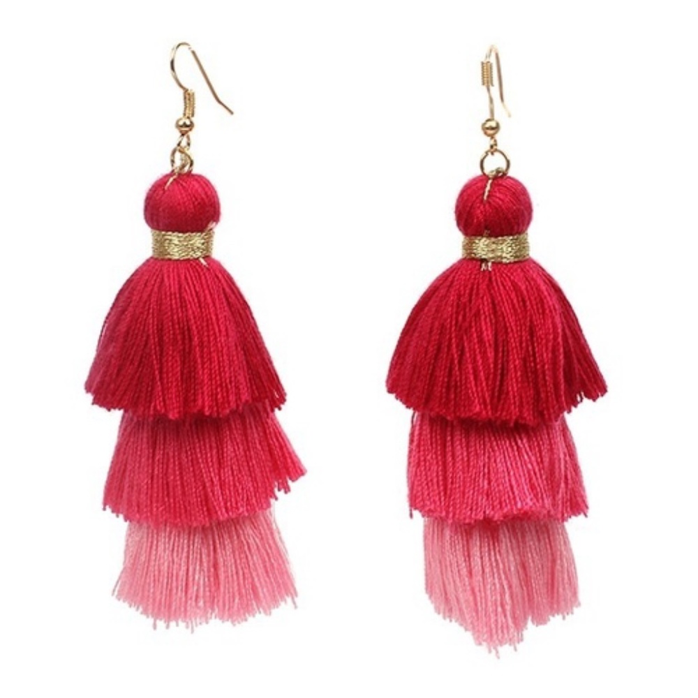 💕Valentine’s Pink Ombre Tassel Fringe Drop …